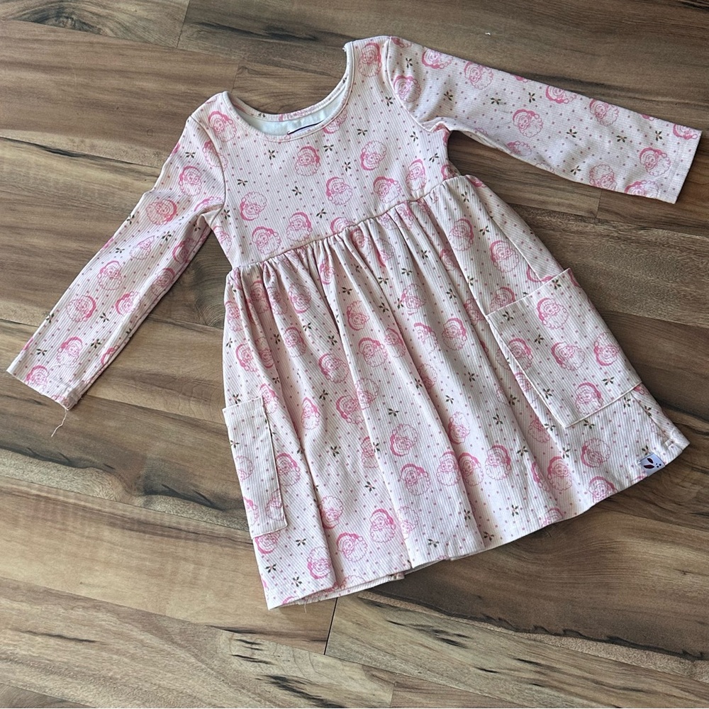 SweetHoney Pink Christmas Santa Patterned Girls’ Dress
